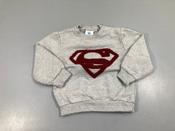 Sweat gris chiné SuperMan, moins cher chez Petit Kiwi