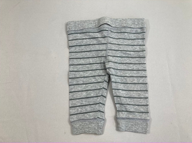 Pantalon jersey gris rayé kaki, légèrement bouloché, moins cher chez Petit Kiwi