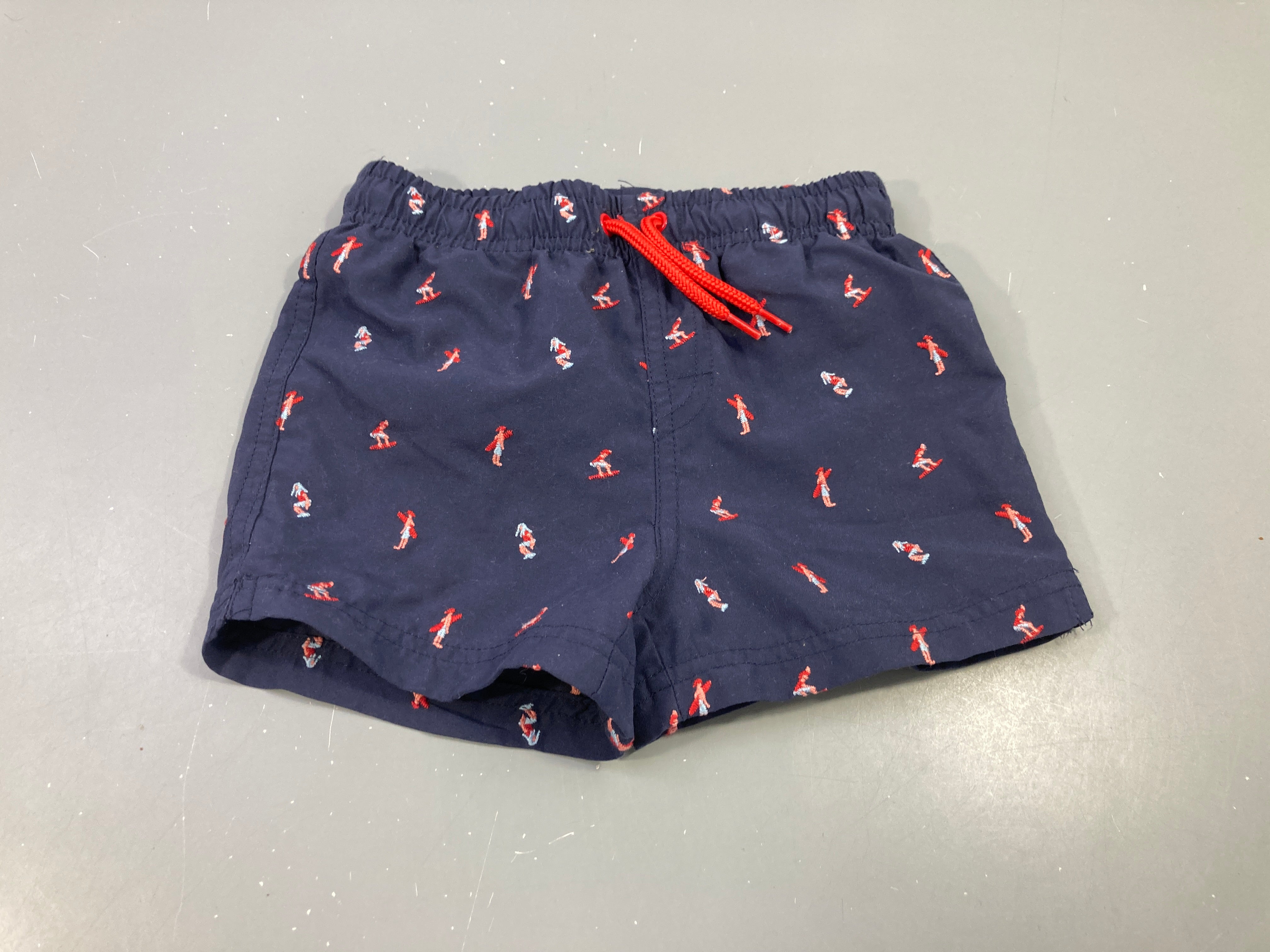 Maillot short bleu foncé broderies surf