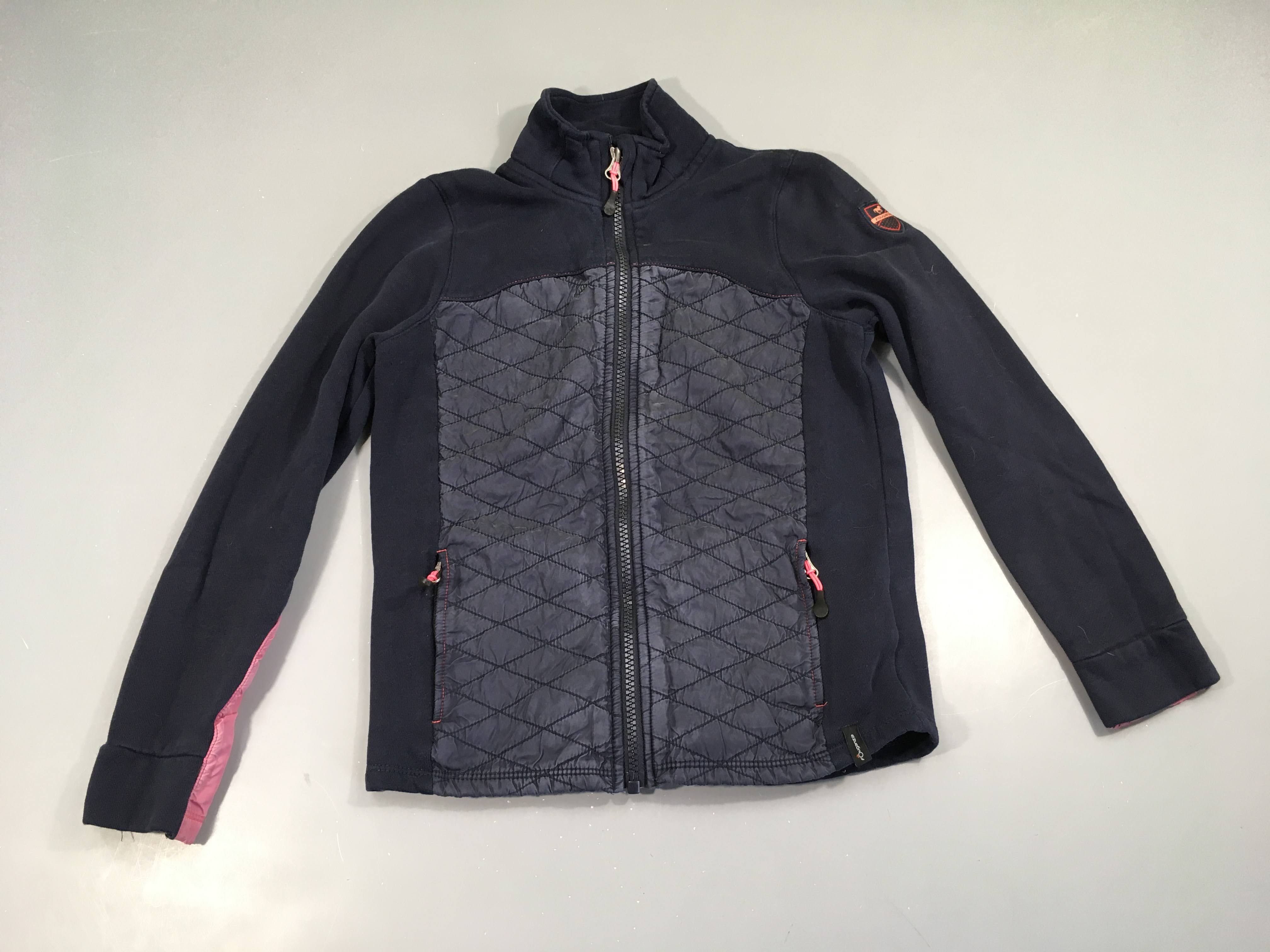 Sweat zippé bleu marine/rose, Fouganza