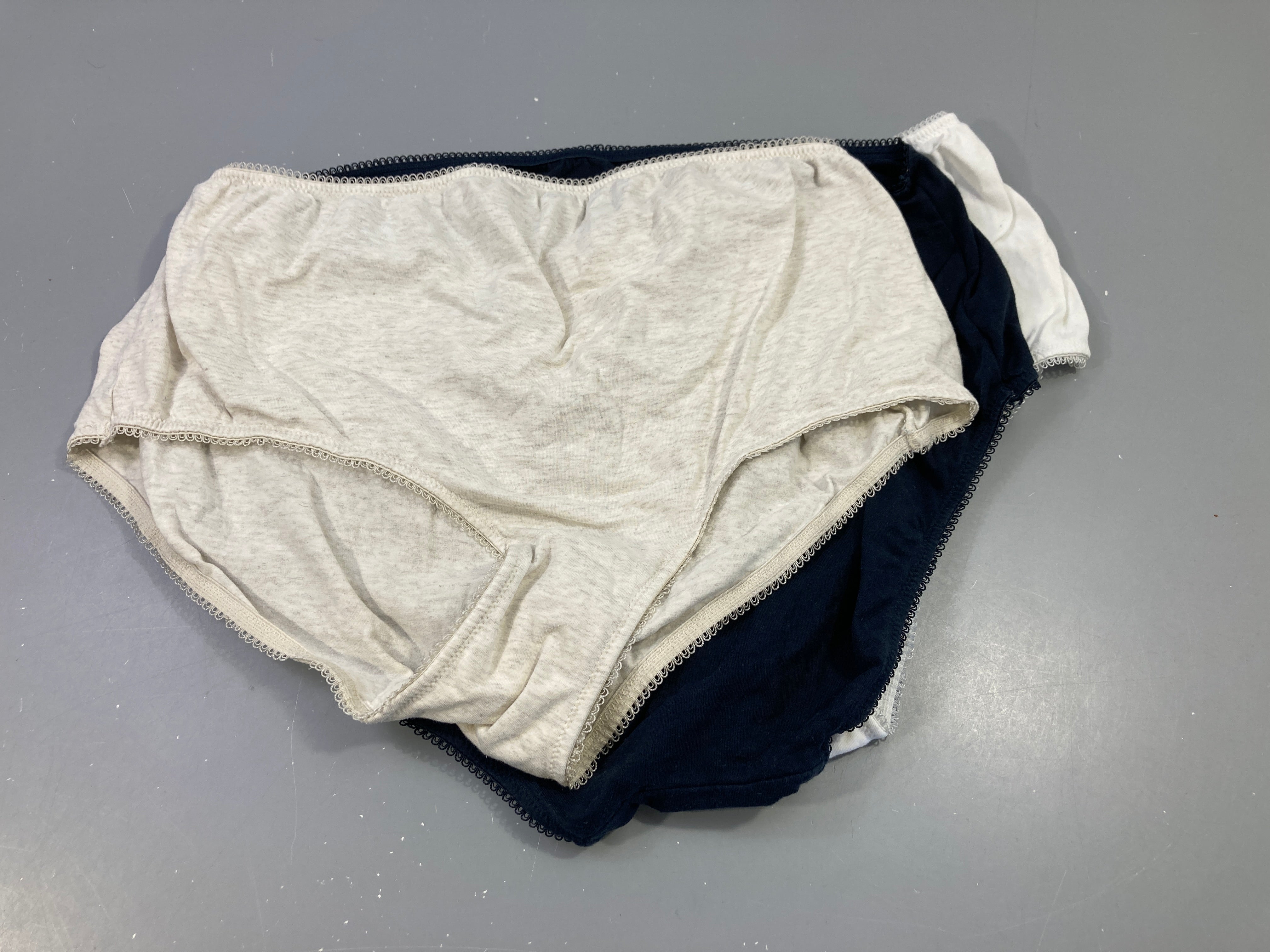 Lot de 3 culottes de grossesse en coton, blanc,bleu,beige