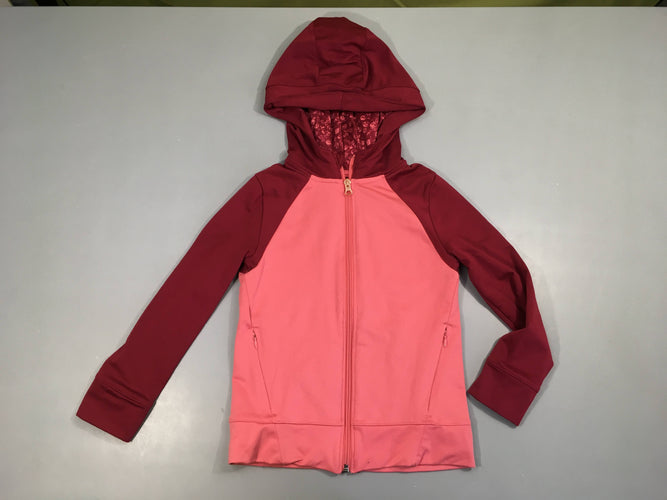 Survêtement  zippé rose-foncéà capuche  Légèrement bouloché, moins cher chez Petit Kiwi