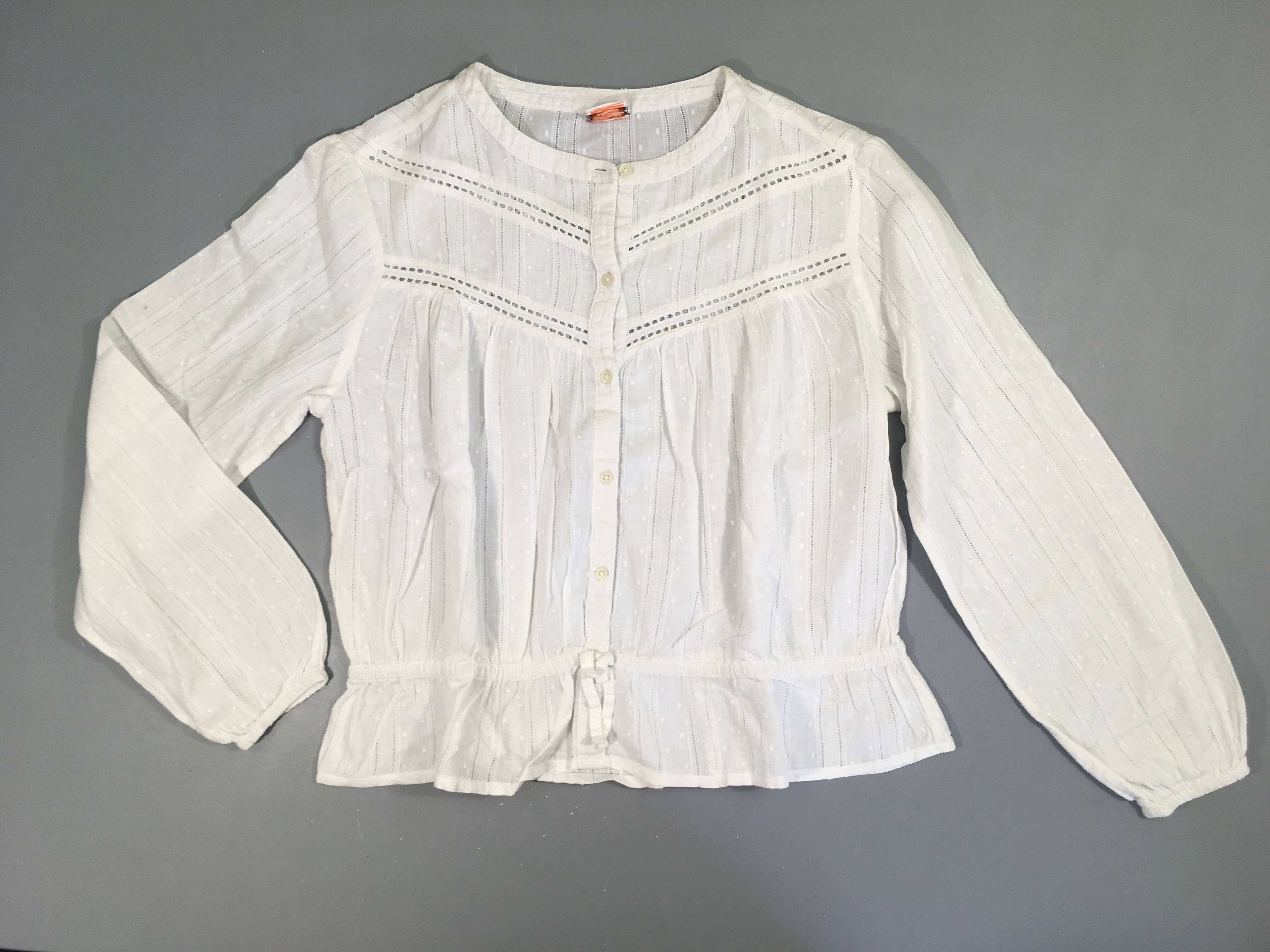 Blouse ml blanche texturée ajourée haut