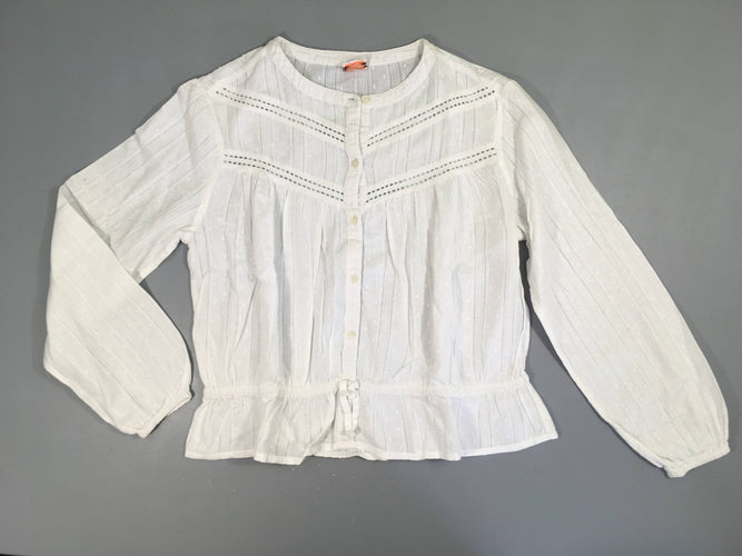 Blouse ml blanche texturée ajourée haut, moins cher chez Petit Kiwi