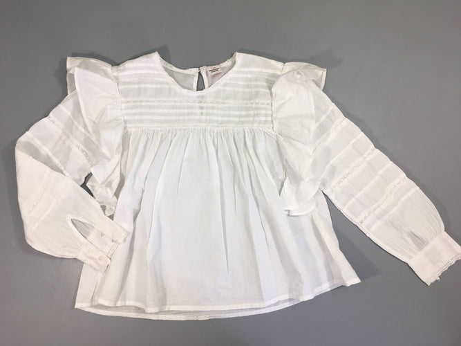 Blouse m.l blanche froufrou épaules Petite tache bas, moins cher chez Petit Kiwi
