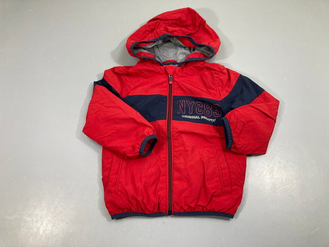Veste légère à capuche rouge NYC83 Doublée jersey, moins cher chez Petit Kiwi