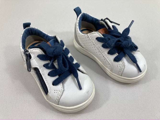 Chaussures basses n cuir blanc/gris lacets zip, 20, moins cher chez Petit Kiwi