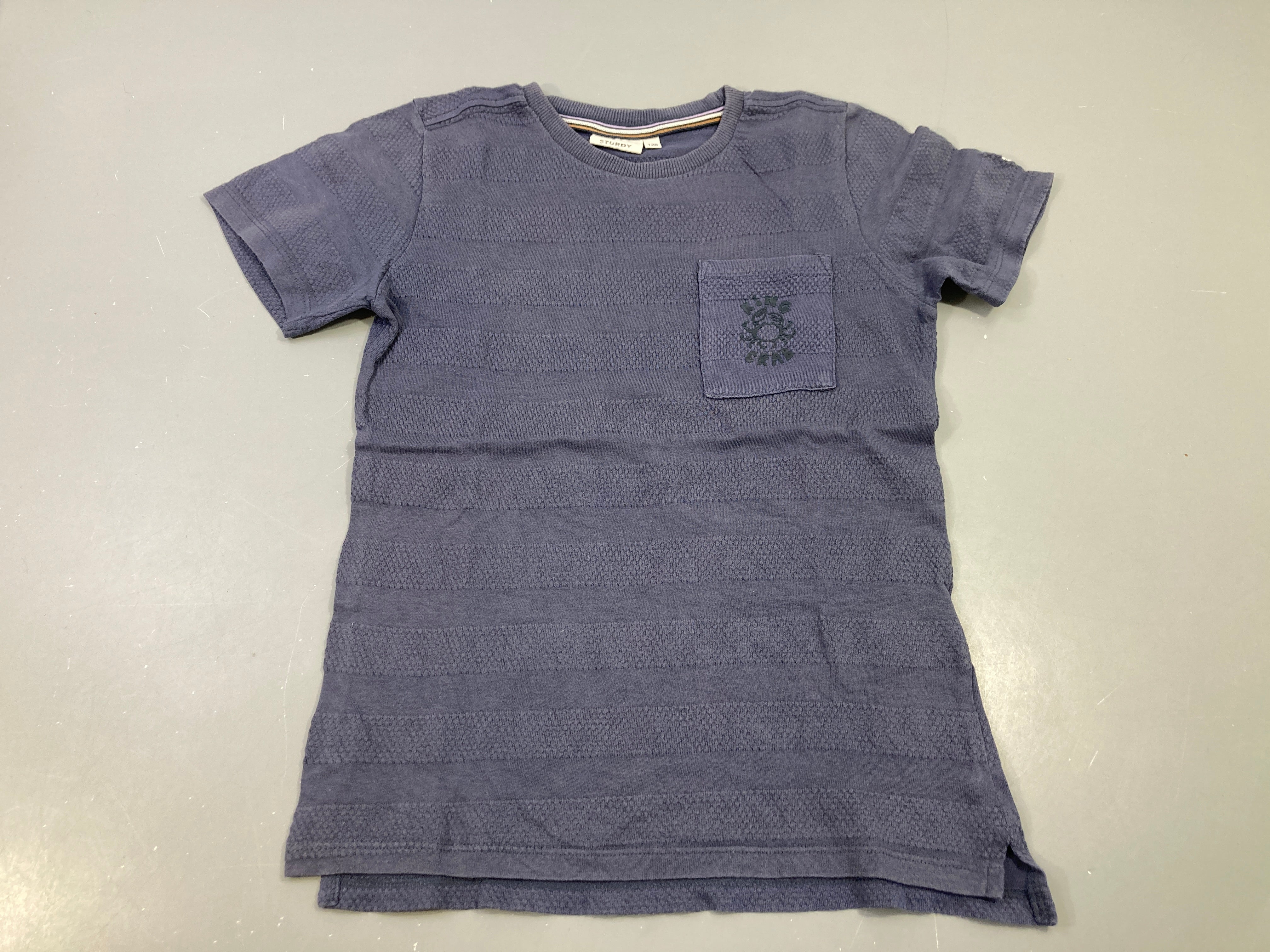 T-shirt m.c bleu foncé texturé, Sturdy