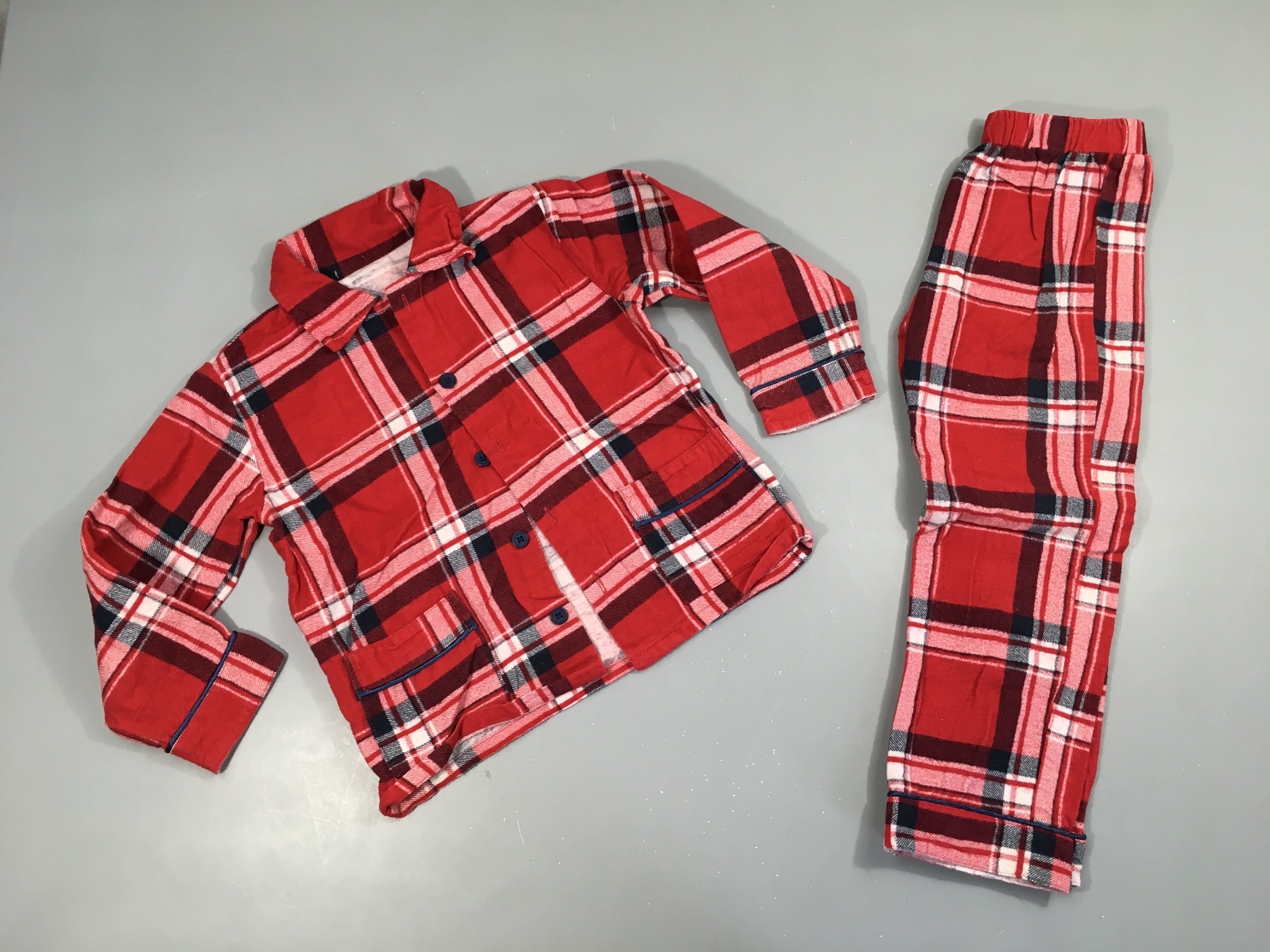 Pyjama 2 pcsFlanelle à carreaux rouge-blanc-bleu foncé