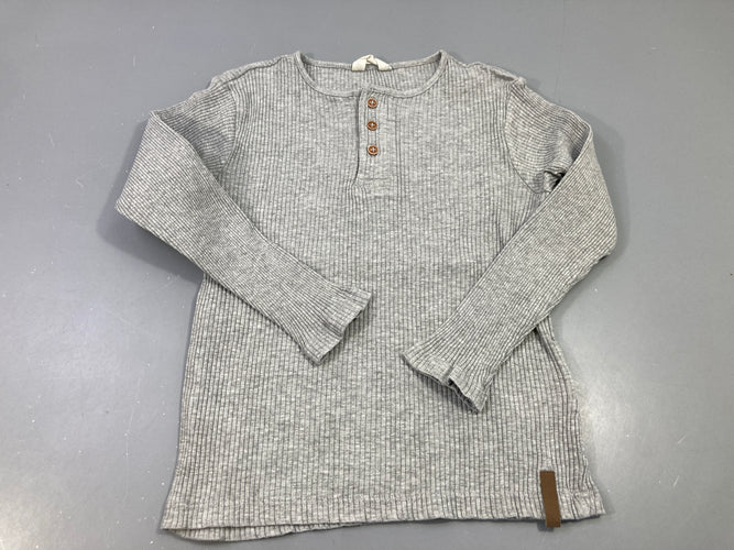 T-shirt m.l gris clair cotelé avec boutons, moins cher chez Petit Kiwi