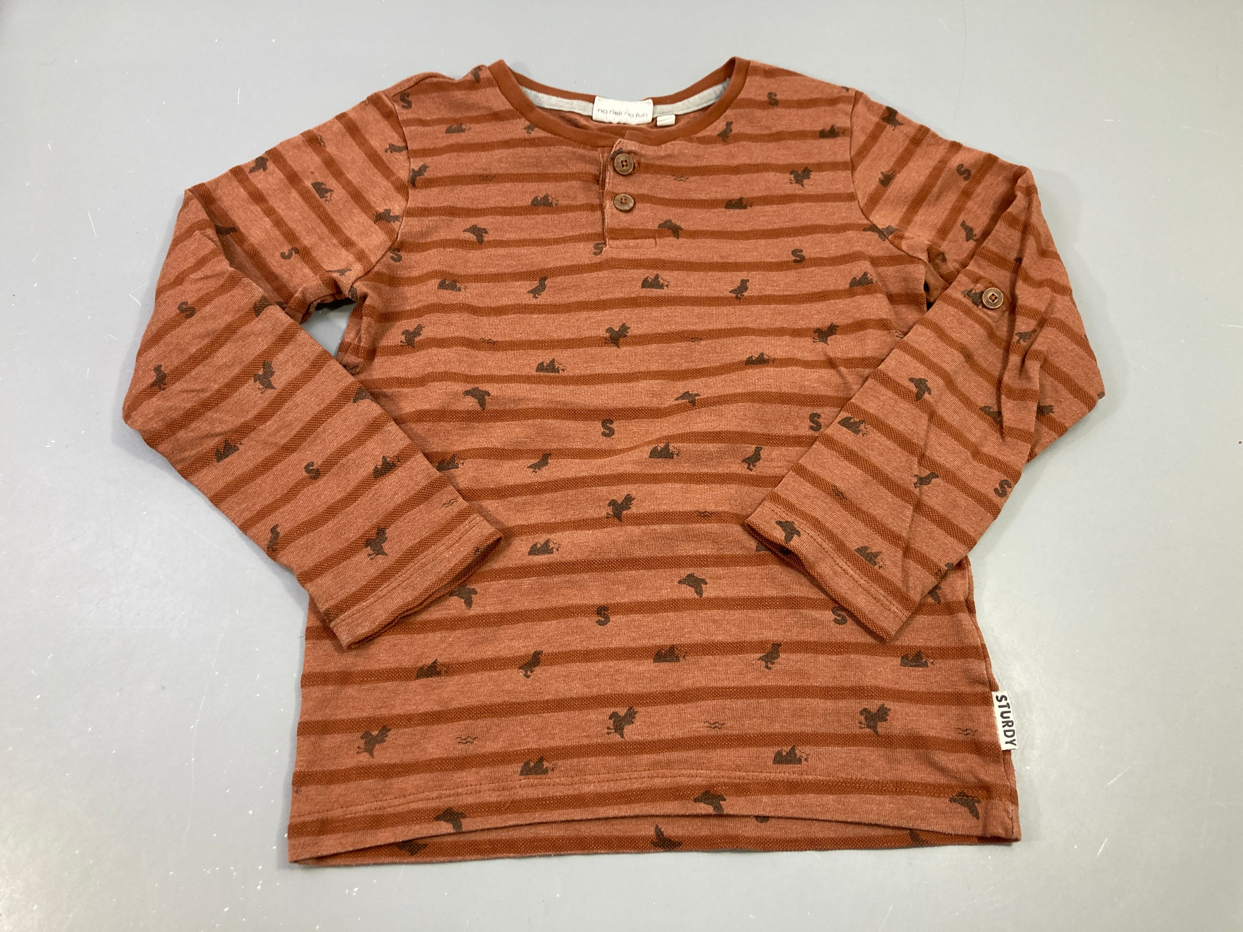 T-shirt m.l rayures terracotta avec boutons, Sturdy