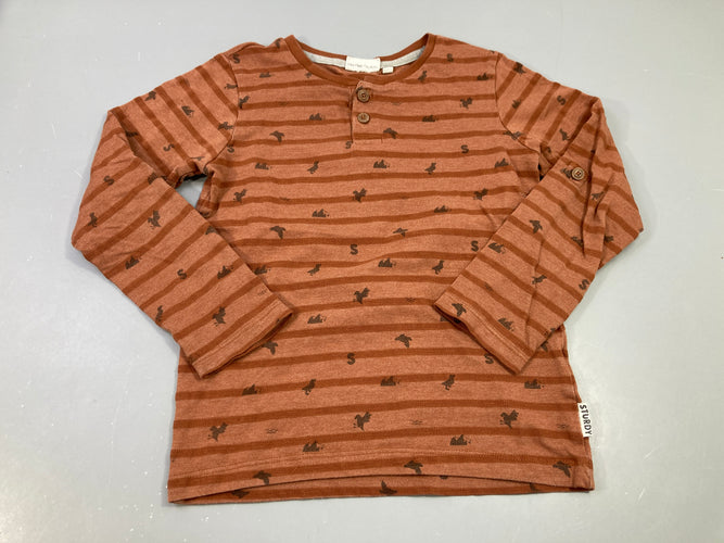 T-shirt m.l rayures terracotta avec boutons, Sturdy, moins cher chez Petit Kiwi
