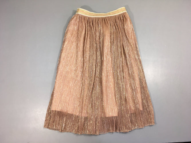 Jupe longue plissée vieux rose doré, moins cher chez Petit Kiwi