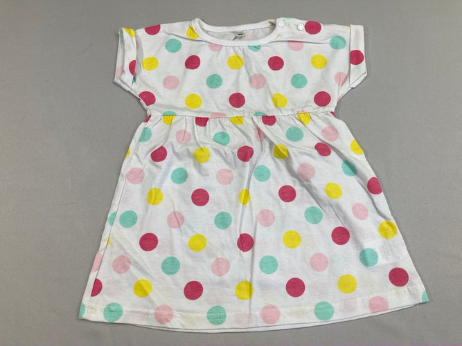 Robe m.c jersey blanche pois multicolores, moins cher chez Petit Kiwi