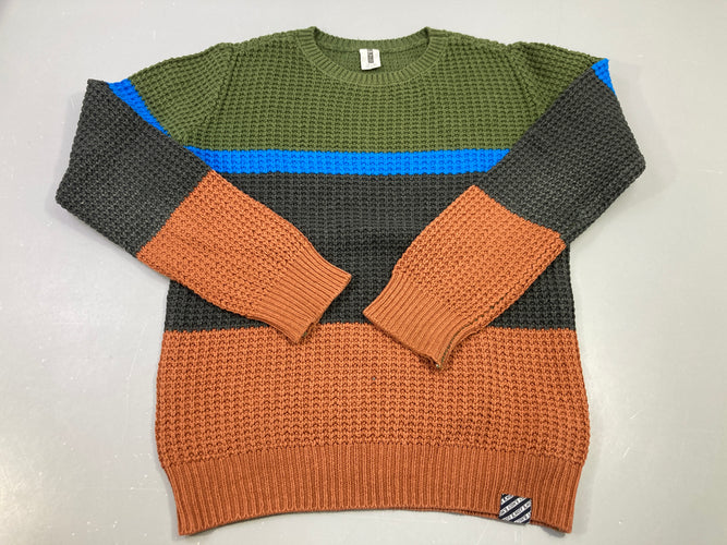 Pull texturé kaki, bleu, gris foncé, rouille,B.nosy, moins cher chez Petit Kiwi