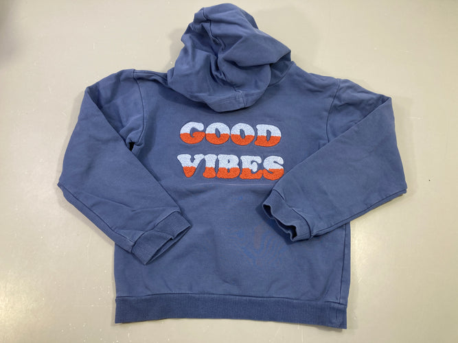 Sweat à capuche bleu, Good vibes, moins cher chez Petit Kiwi
