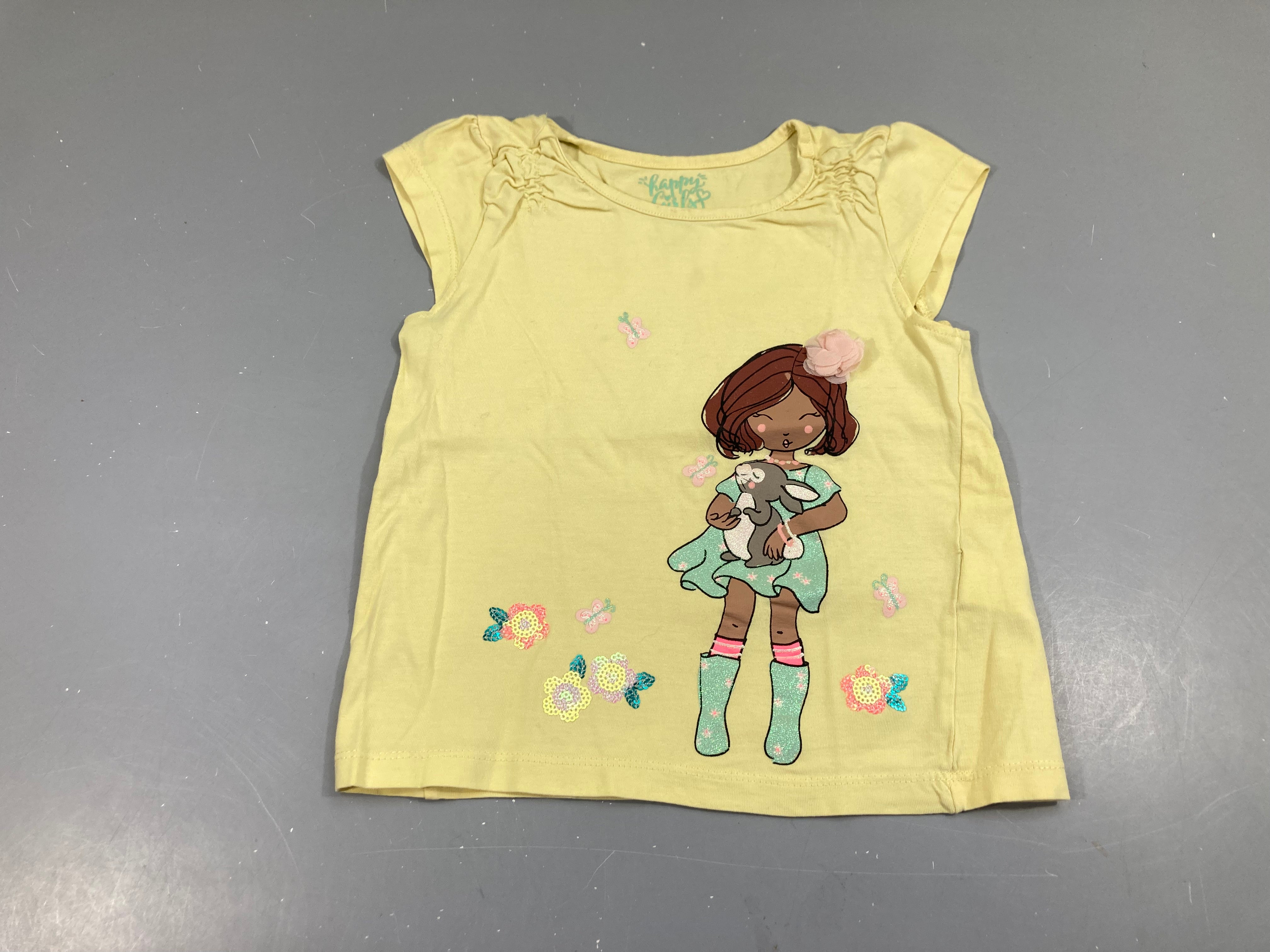 T-shirt m.c jaune filette sequins