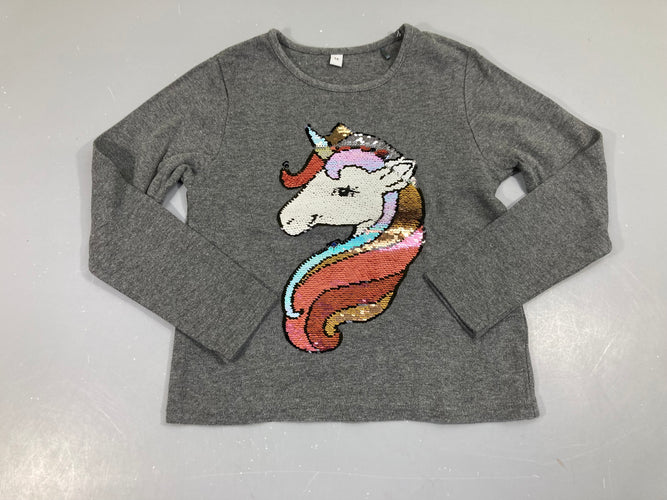T-shirt m.l épais gris foncé poney sequins, moins cher chez Petit Kiwi