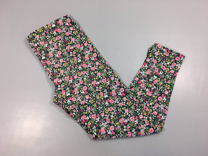 Legging bleu foncé fleuri rose-blanc-jaune, moins cher chez Petit Kiwi