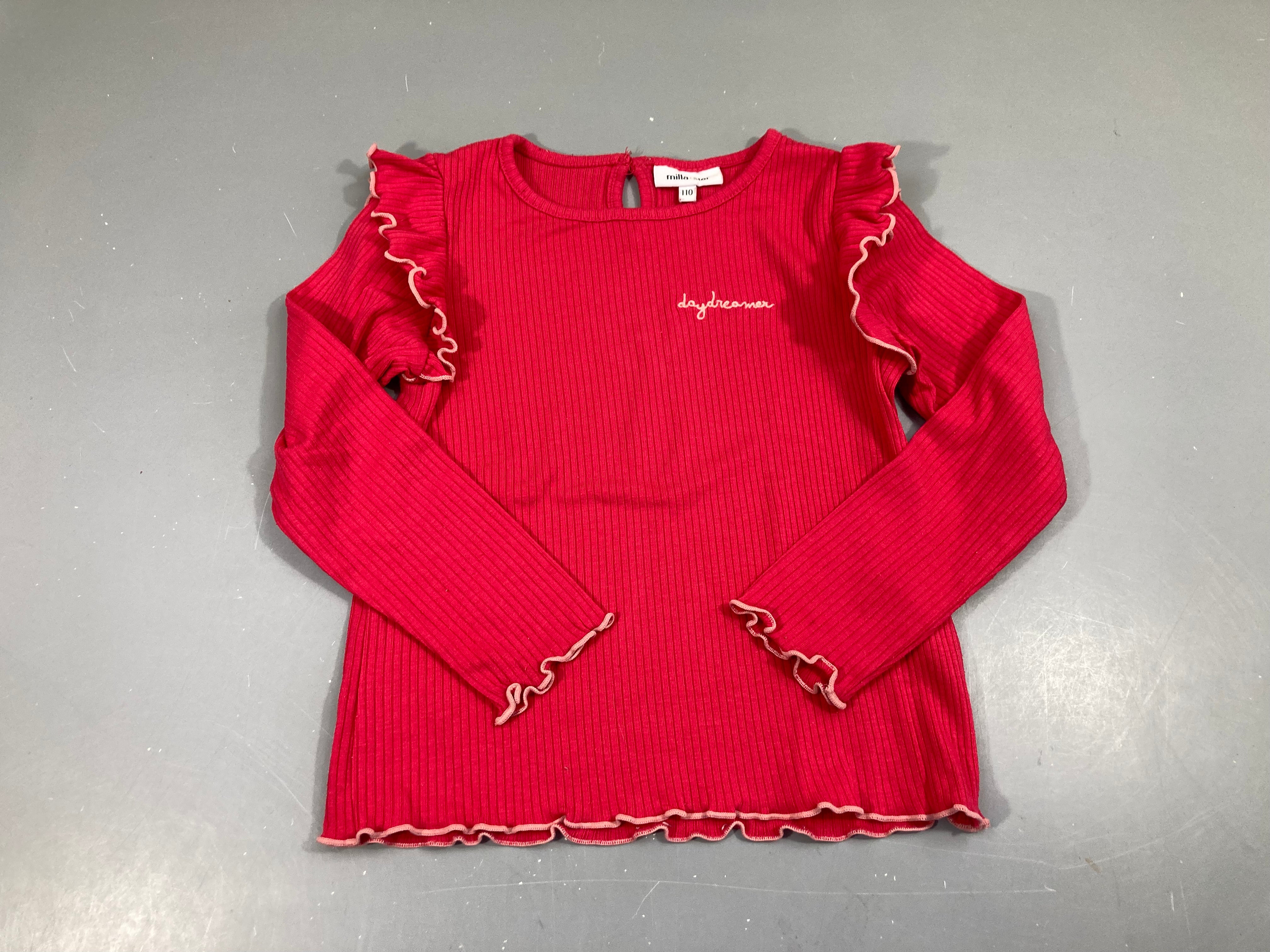 T-shirt m.l rose froufrous épaules