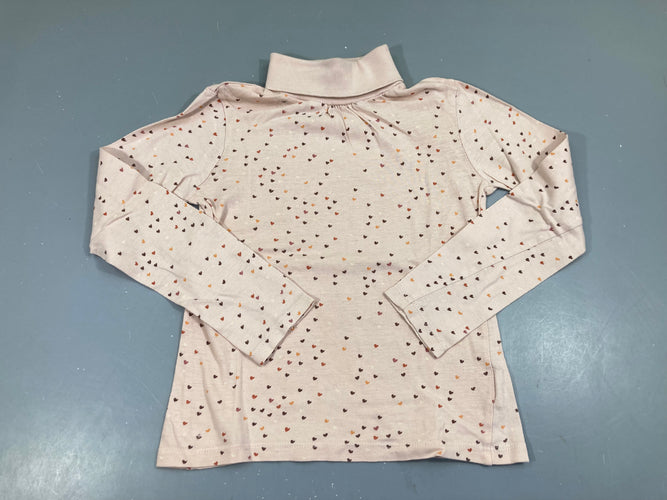 T-shirt m.l col roulé rose clair coeurs, moins cher chez Petit Kiwi