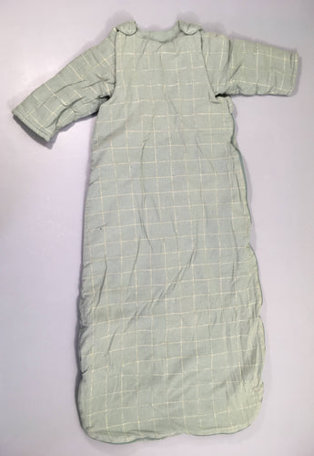 Sac de couchage manches amovibles ouatiné menthe carreaux dorés 92cm, moins cher chez Petit Kiwi