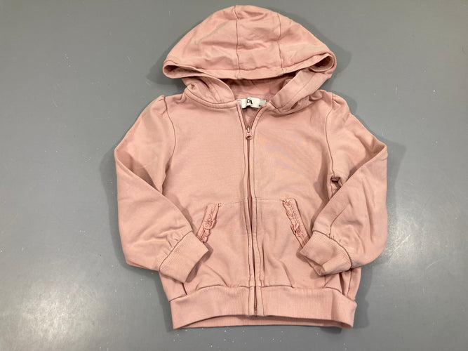 Sweat zippé à capuche rose clair, moins cher chez Petit Kiwi
