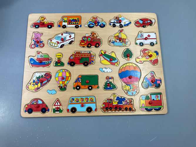 Puzzle en bois véhicules complet, moins cher chez Petit Kiwi
