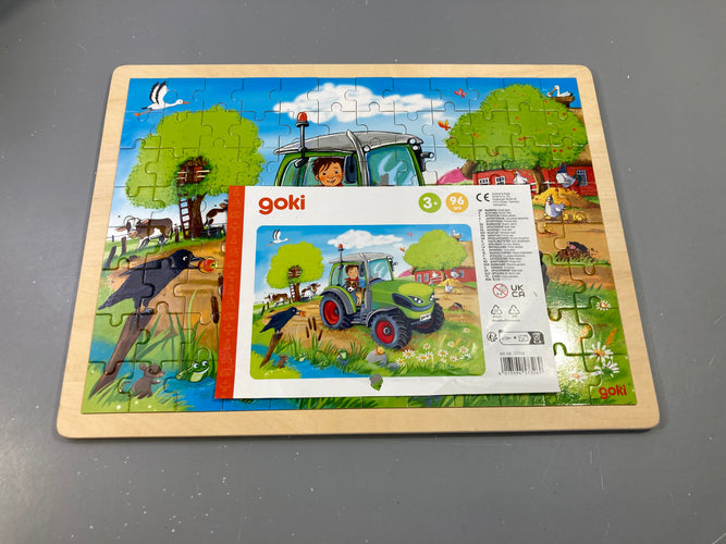 Puzzle en bois tracteur 96 pièces, +3a, Neuf, moins cher chez Petit Kiwi