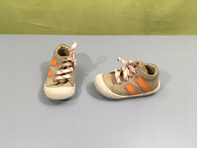 Chaussures Naturino beige bandes orange lacets, 22, moins cher chez Petit Kiwi