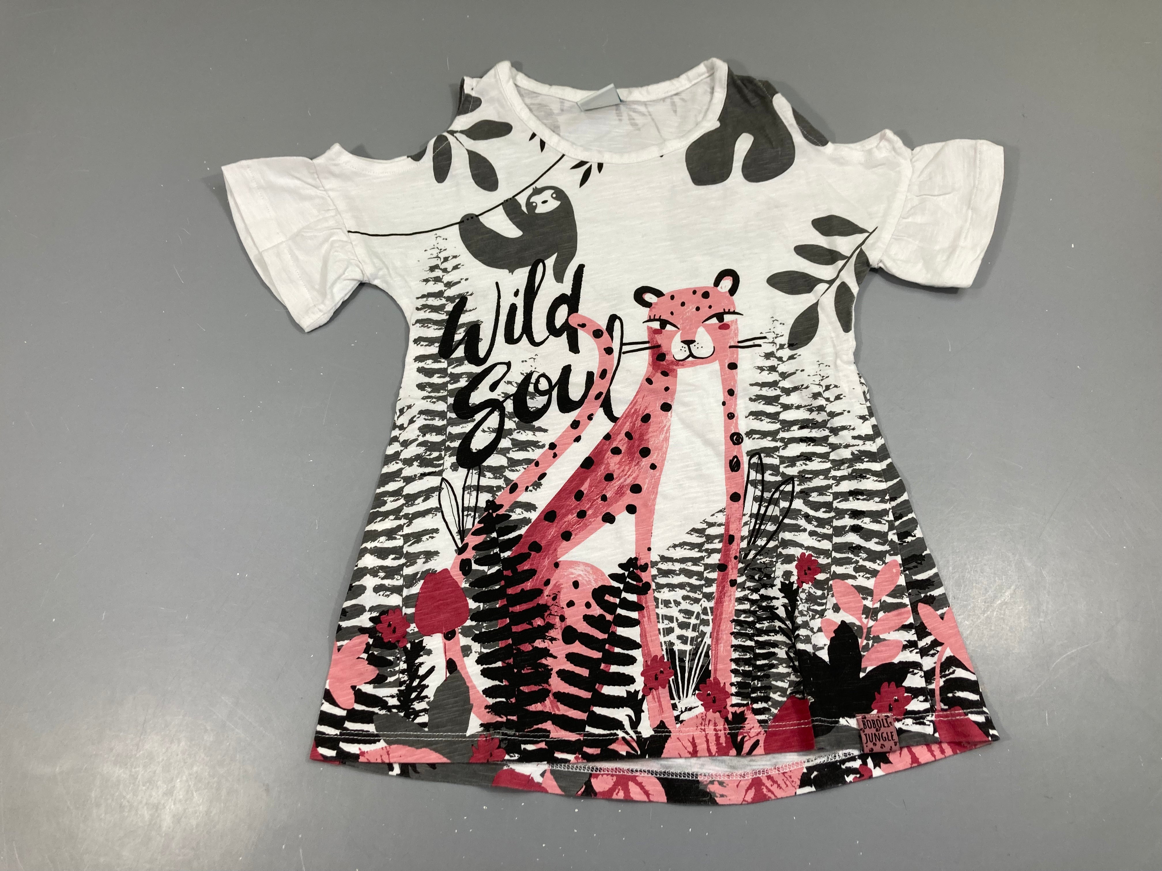 Blouse/Tunique épaules dégagées blanc félins