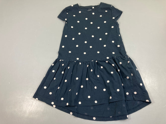 Robe m.c bleu foncé pois blancs, moins cher chez Petit Kiwi