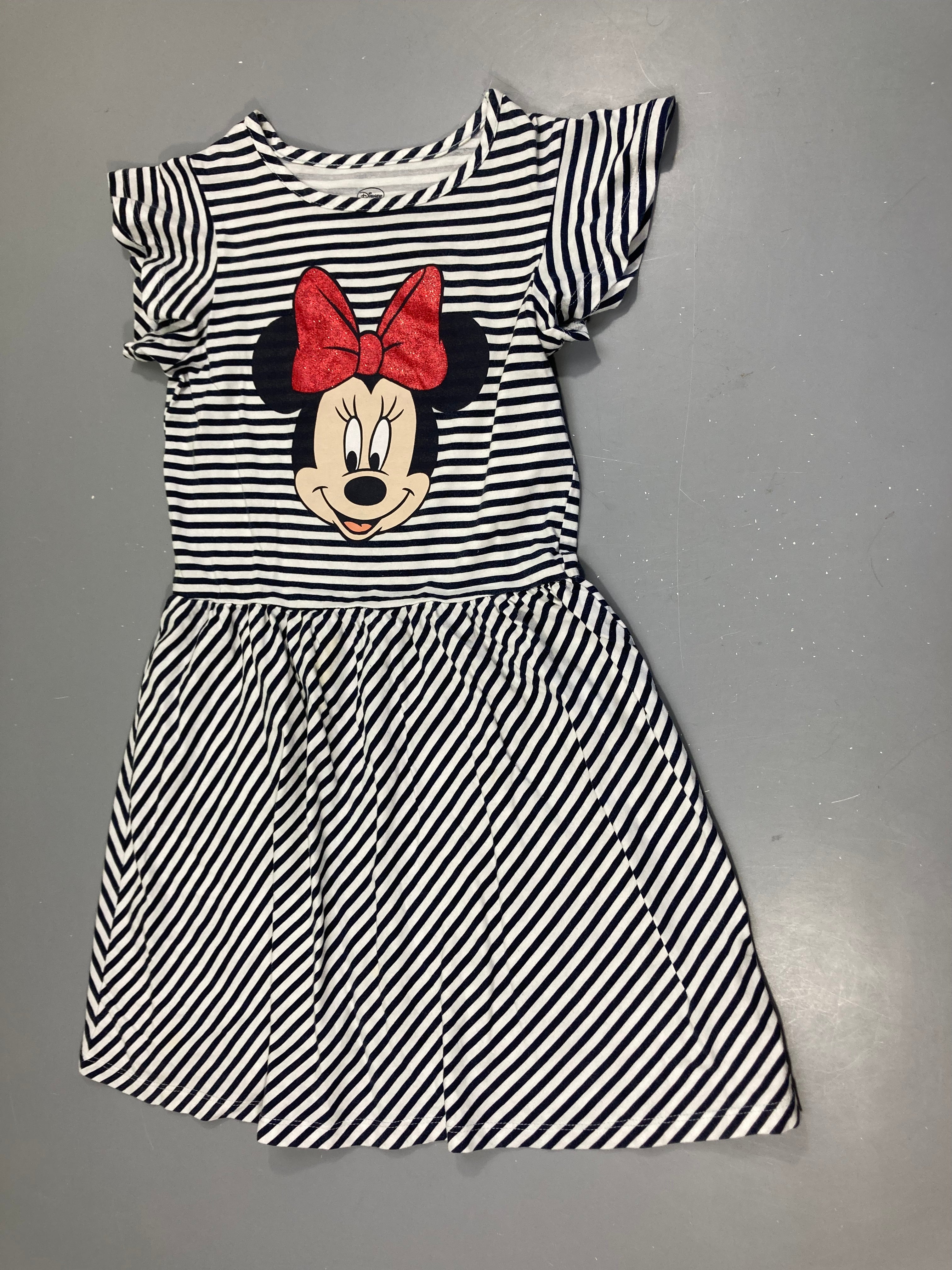 Robe m.c jersey blanche rayé bleu Minnie