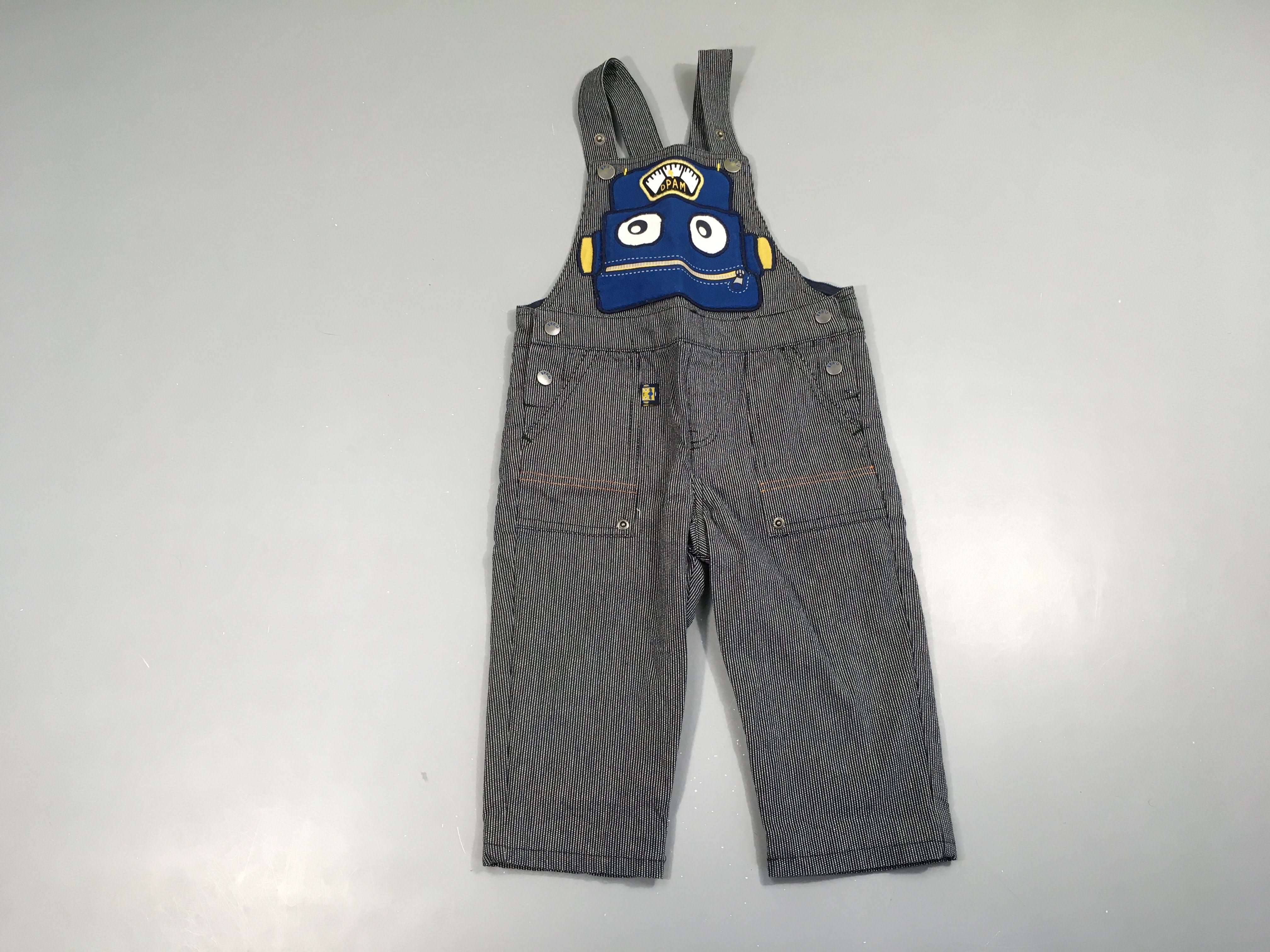 Salopette bleu foncé ligné blanc robot