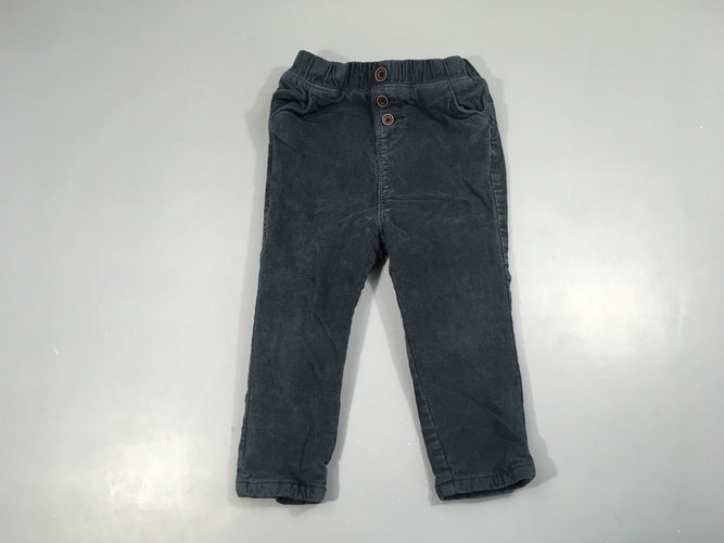 Pantalon velours côtelé bleu foncé boutons doublé jersey, moins cher chez Petit Kiwi
