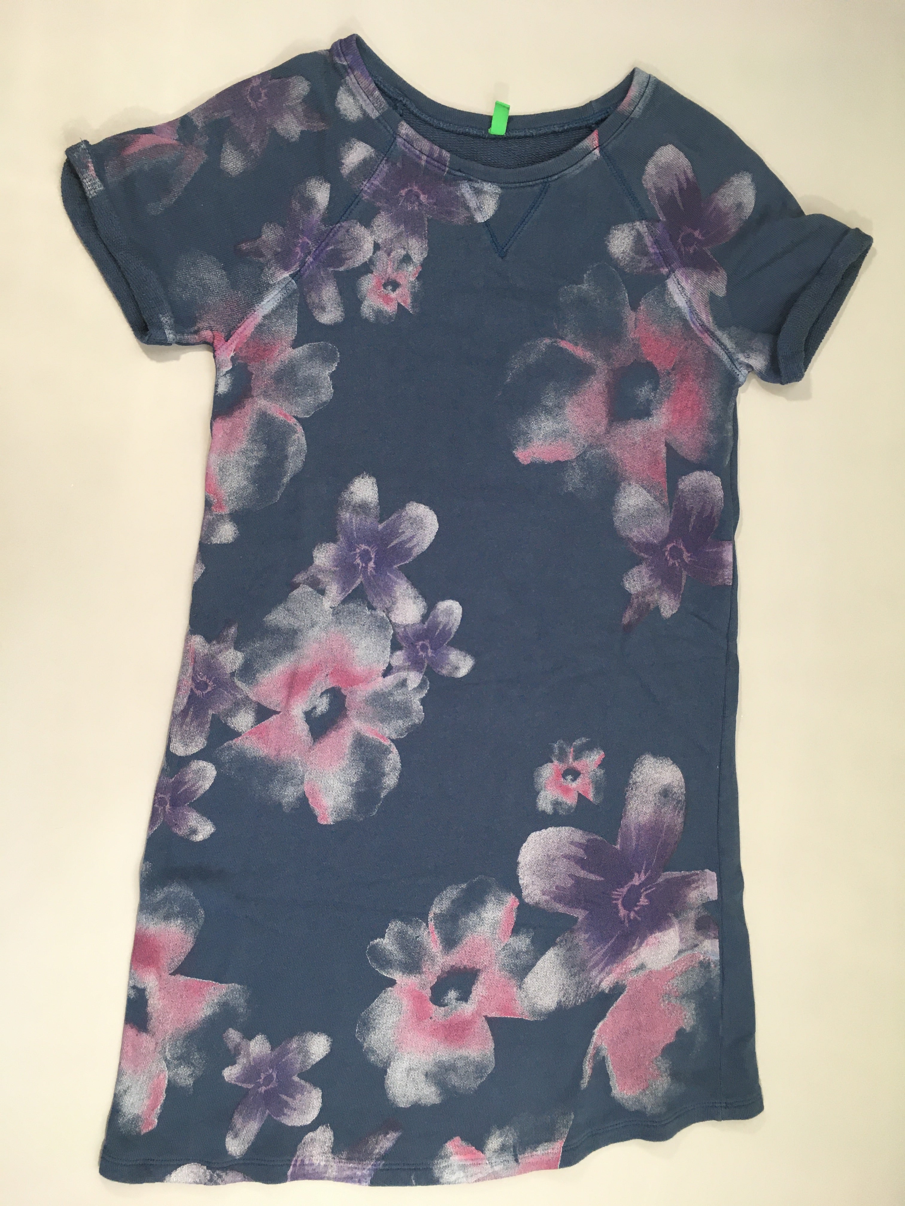 Robe sweat m.c bleu foncé fleurs