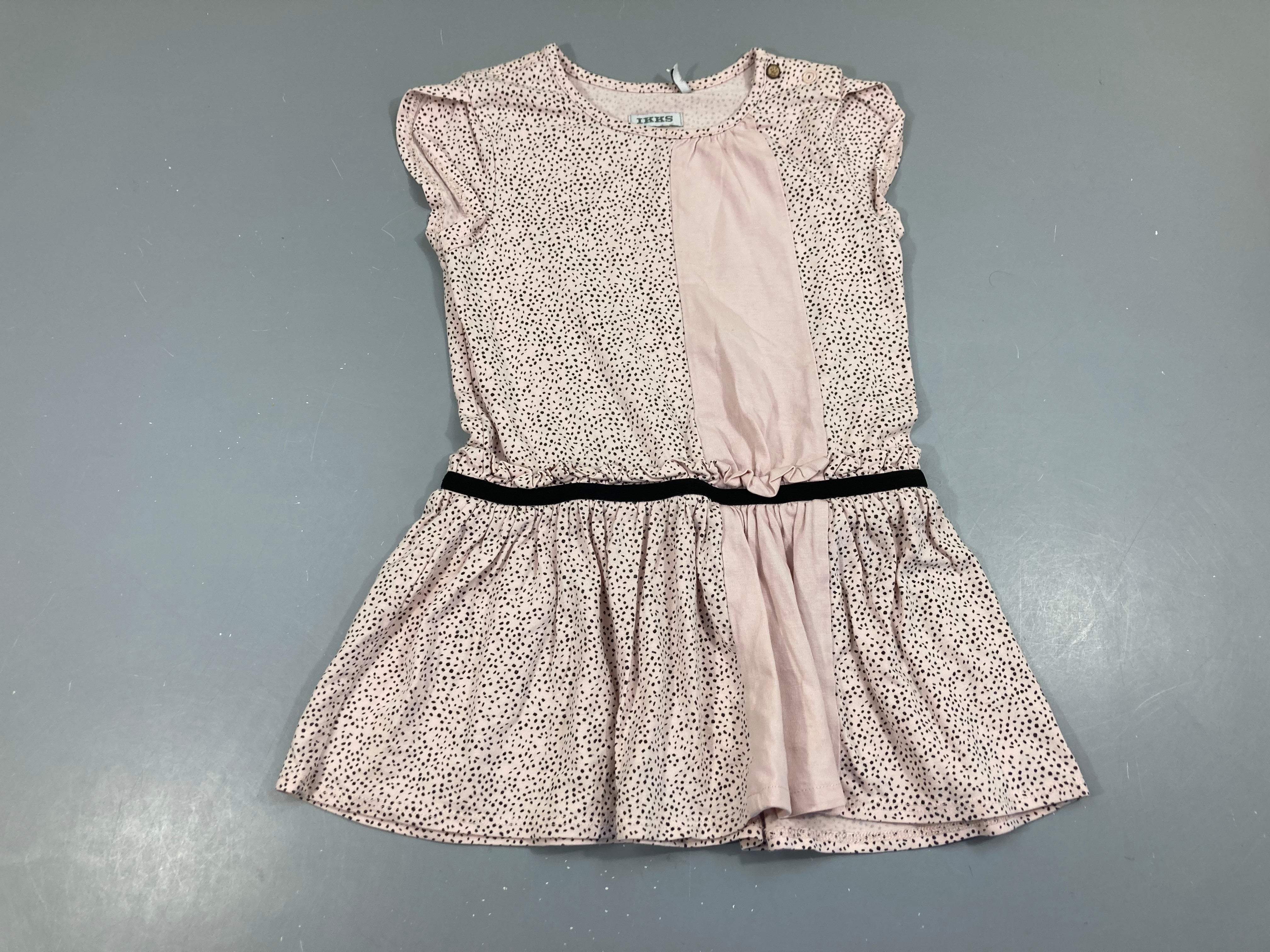 Robe m.c jersey rose clair points noirs