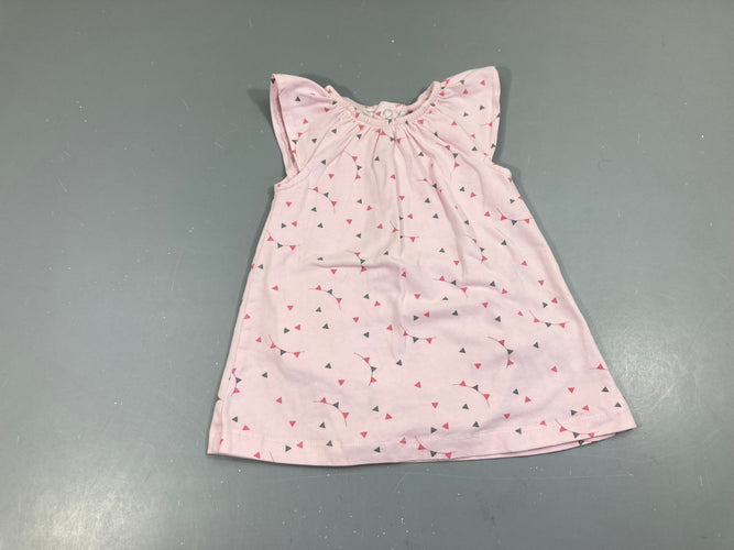Robe m.c jersey rose clair triangles, moins cher chez Petit Kiwi