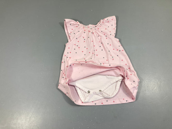 Robe m.c jersey rose clair triangles, moins cher chez Petit Kiwi