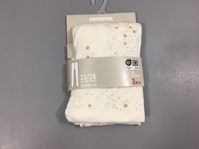 NEUF collants voile blanc étoiles, 23-26, moins cher chez Petit Kiwi