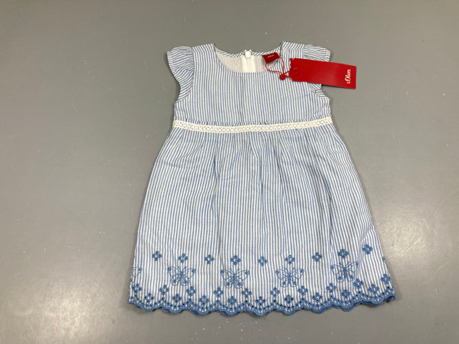 Neuf-Robe m.c blanc ligné bleu, moins cher chez Petit Kiwi
