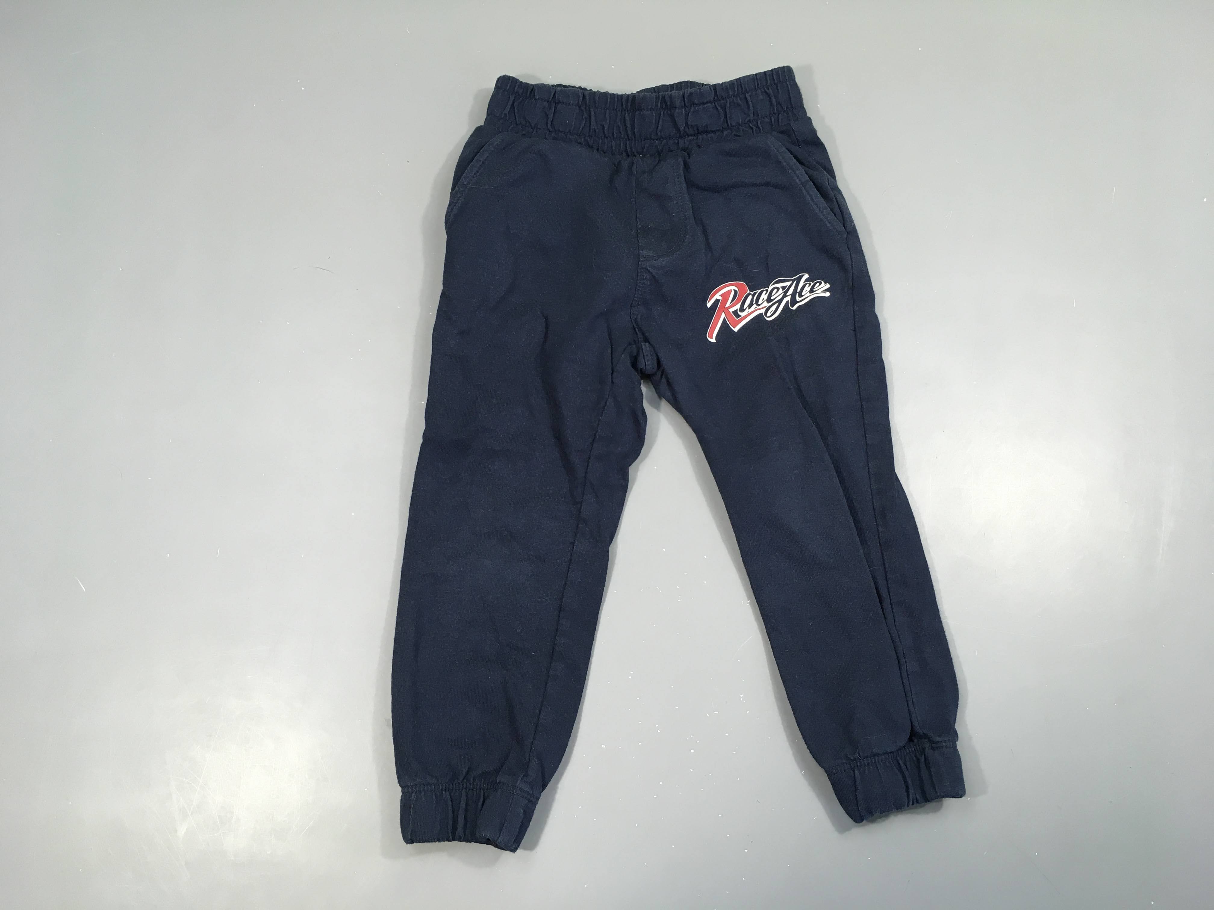 Pantalon jersey bleu foncé taille et chevilles élastiques Race Ace