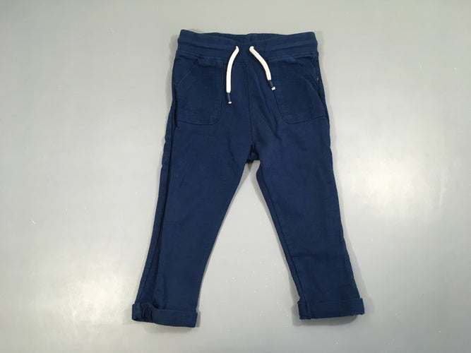 Pantalon molleton bleu foncé revers, moins cher chez Petit Kiwi