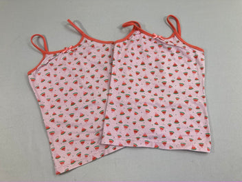 Lot de 2 chemisettes fines bretelles rose pastèques