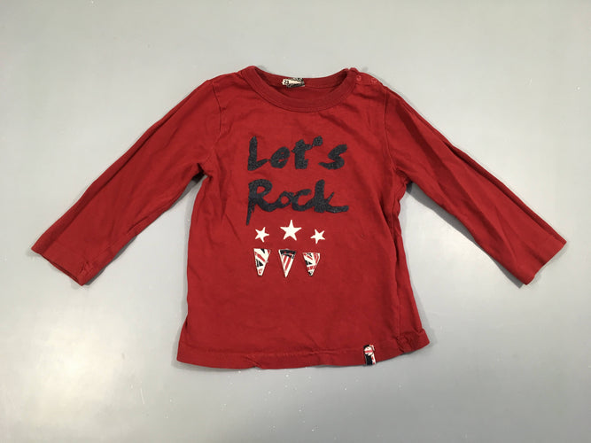 T-shirt m.l rouge Let's rock, moins cher chez Petit Kiwi