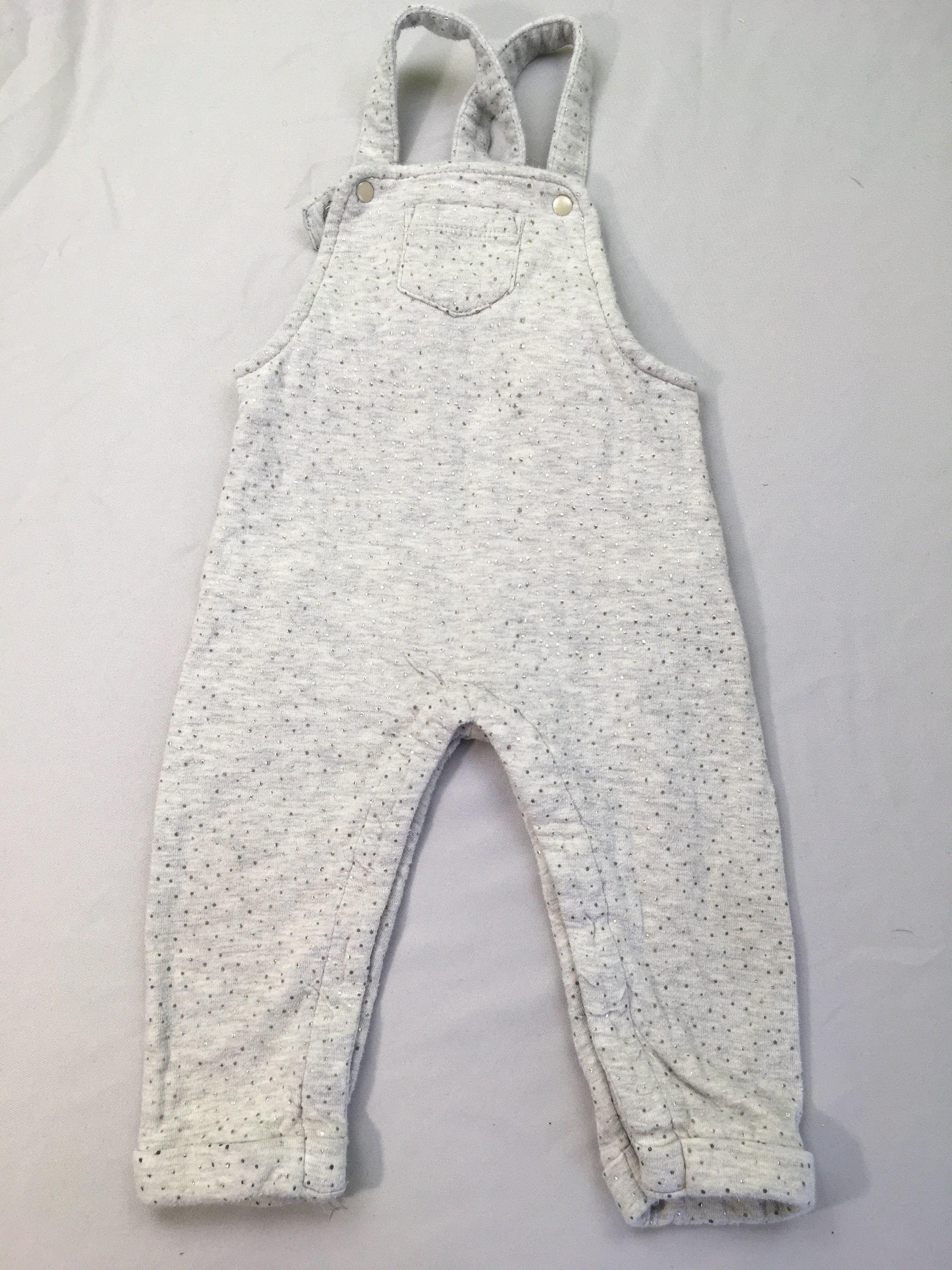 Salopette molleton grise pois argenté à revers