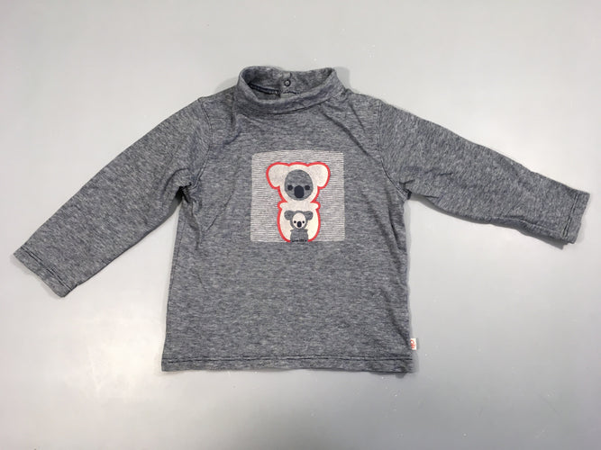 T-shirt m.l bleu foncé rayé col roulé koala, moins cher chez Petit Kiwi
