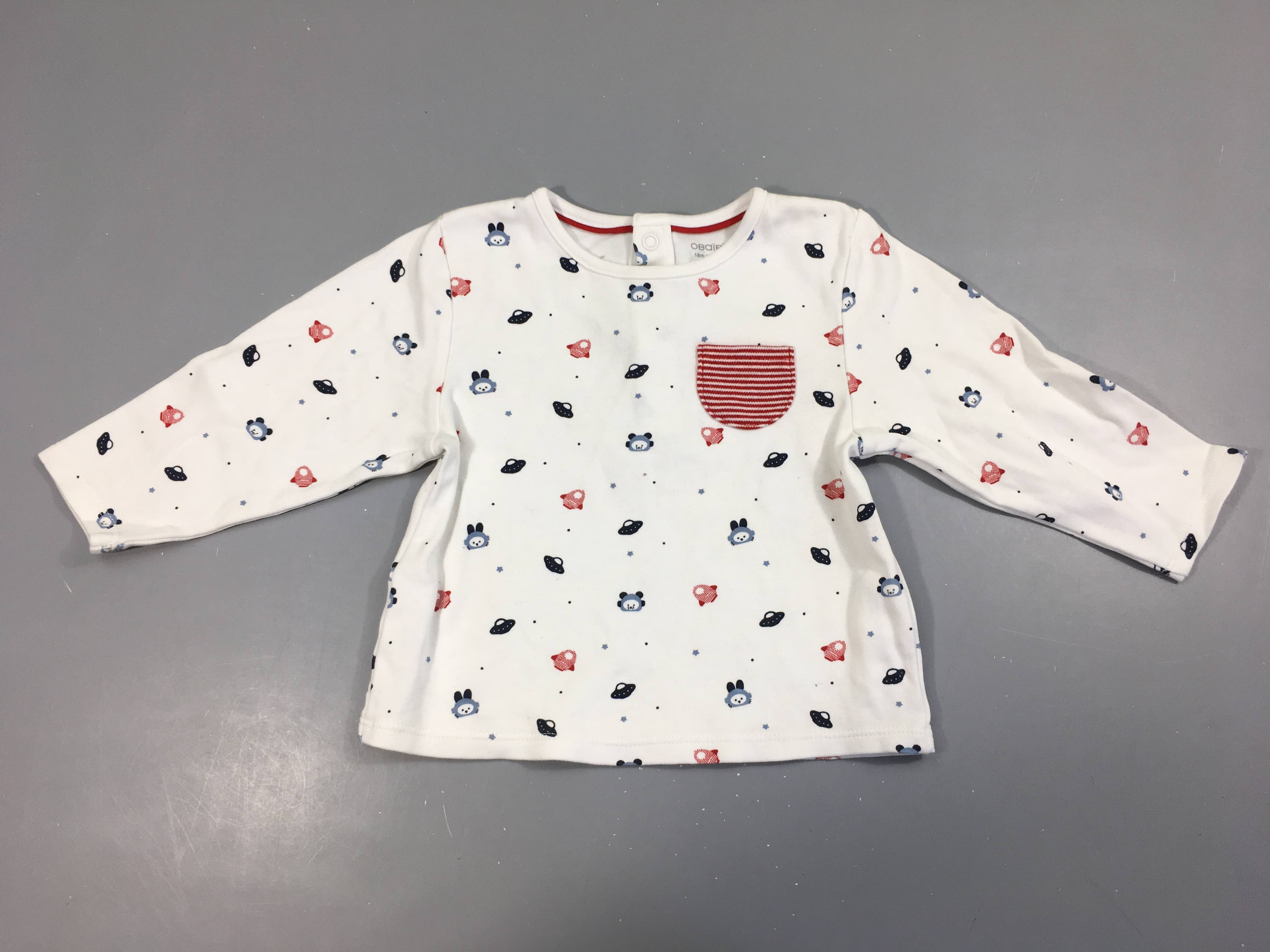 T-shirt m.l blanc vaisseaux spatials poche