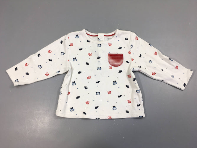 T-shirt m.l blanc vaisseaux spatials poche, moins cher chez Petit Kiwi