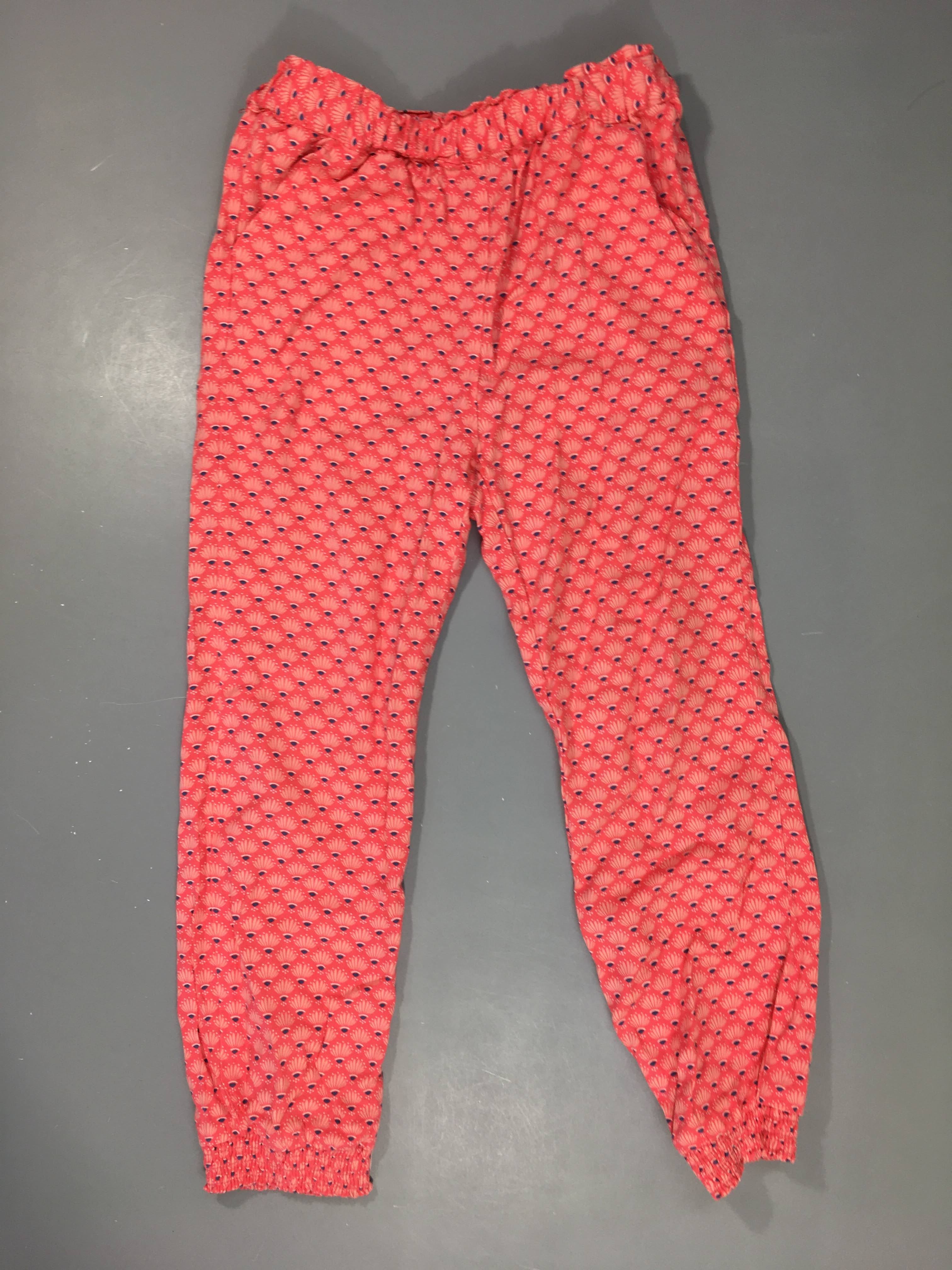 Pantalon fluide léger rose taille et chevilles élastiques motifs